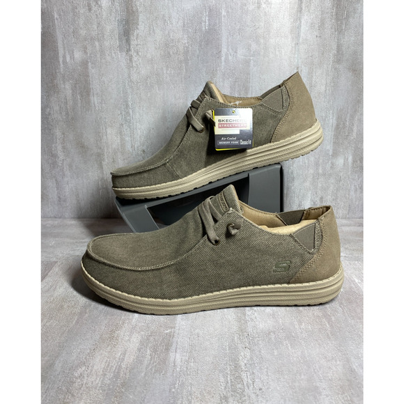 Skechers Shoes Mens 13 Khaki Streetwear Slip On Air Cooled Memory Foam Classic main image 7